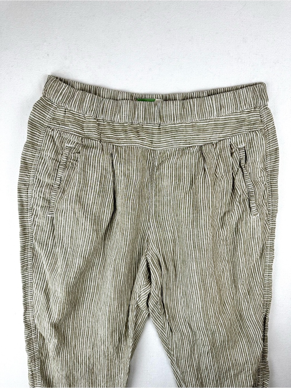 Anthropologie Linen Stripe Pull On Pants - Picture 3 of 10